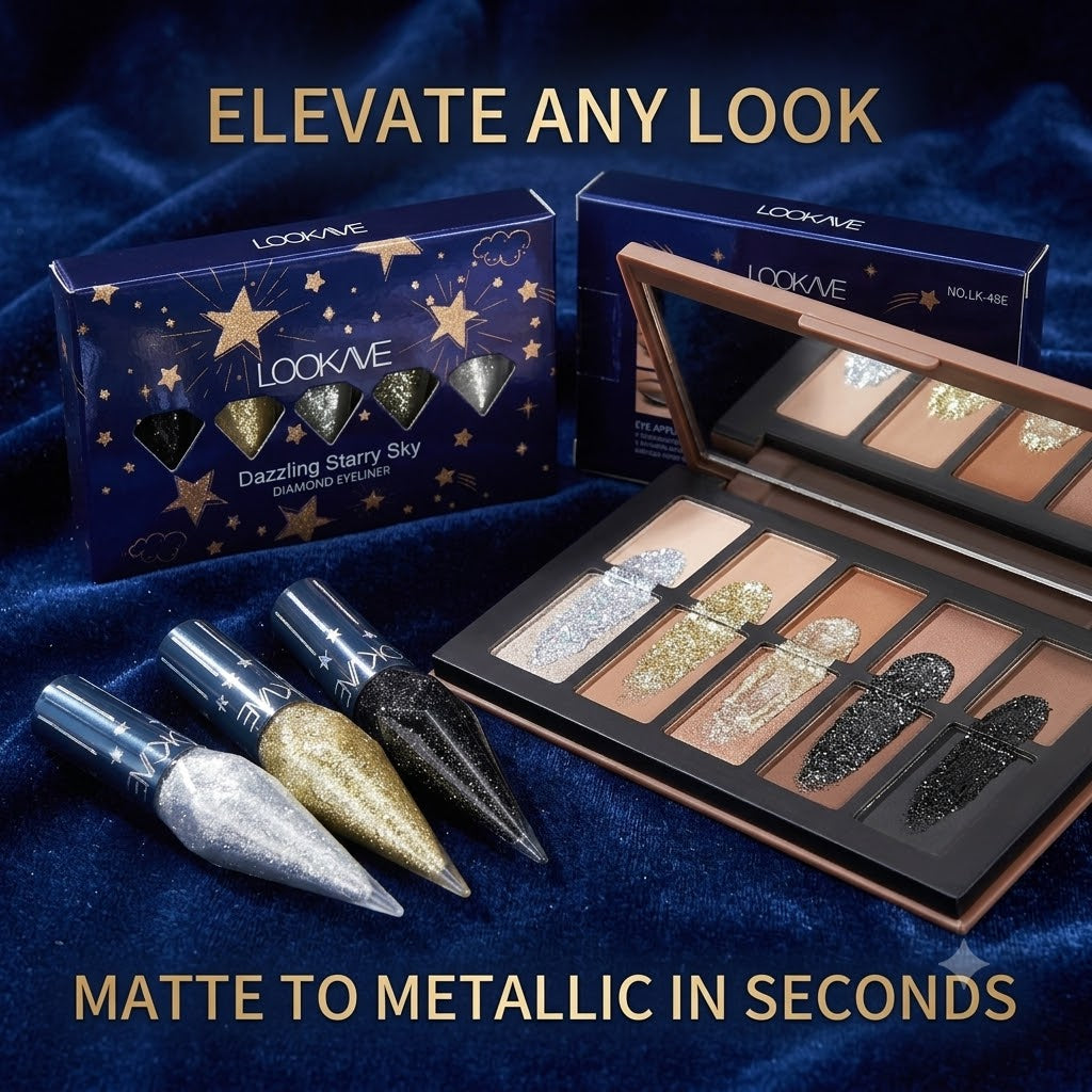 Liquid Glitter Eyeshadow & Eyeliner Kit Diamond-Shine Eye Makeup