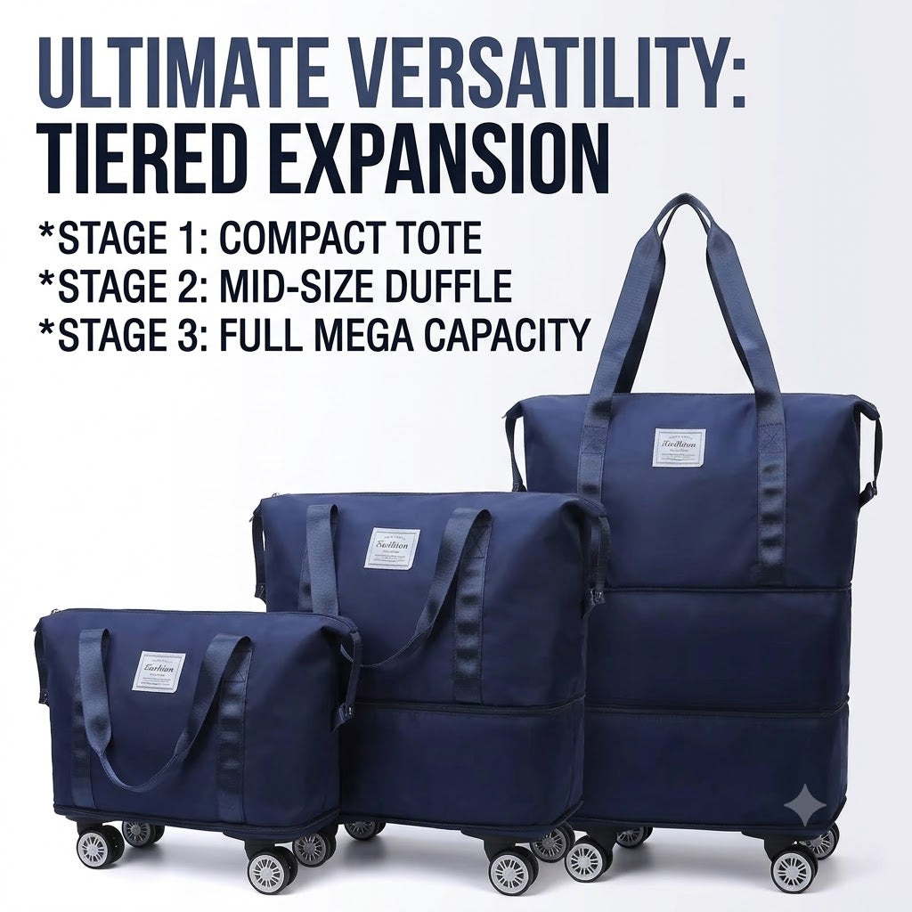 Foldable Expandable Travel Duffle Bag – Waterproof Large Storage Bag with Wheels