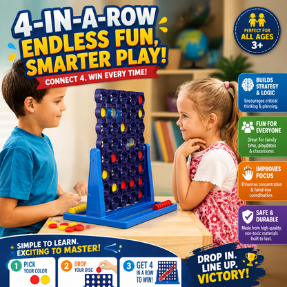 Four in a Row Board Game – Interactive Matching Chess Strategy Toy for Kids & Family Fun