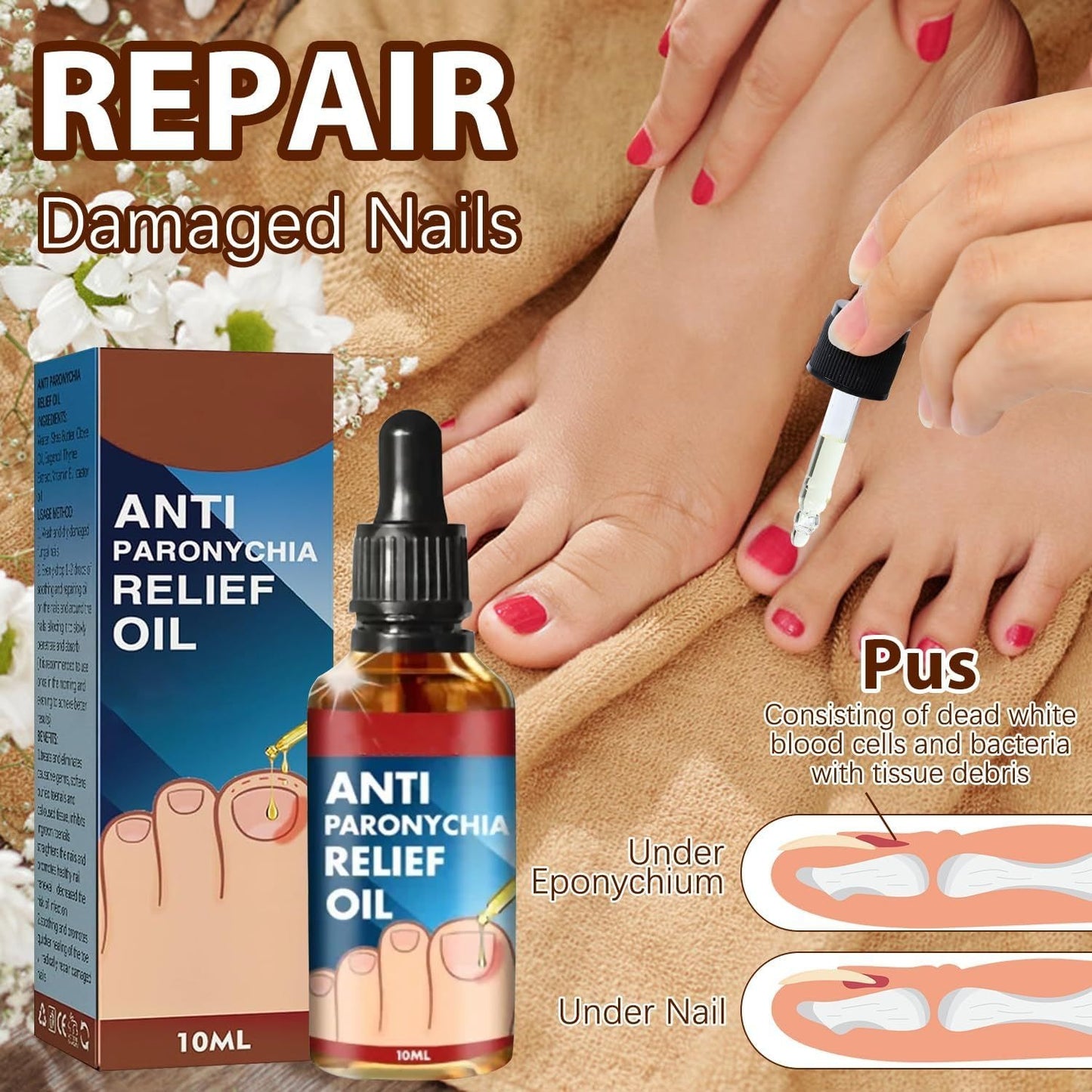 Relief Nail Oil – Extra Strength Care for Discolored & Damaged Nails - BUY 1 GET 1 FREE