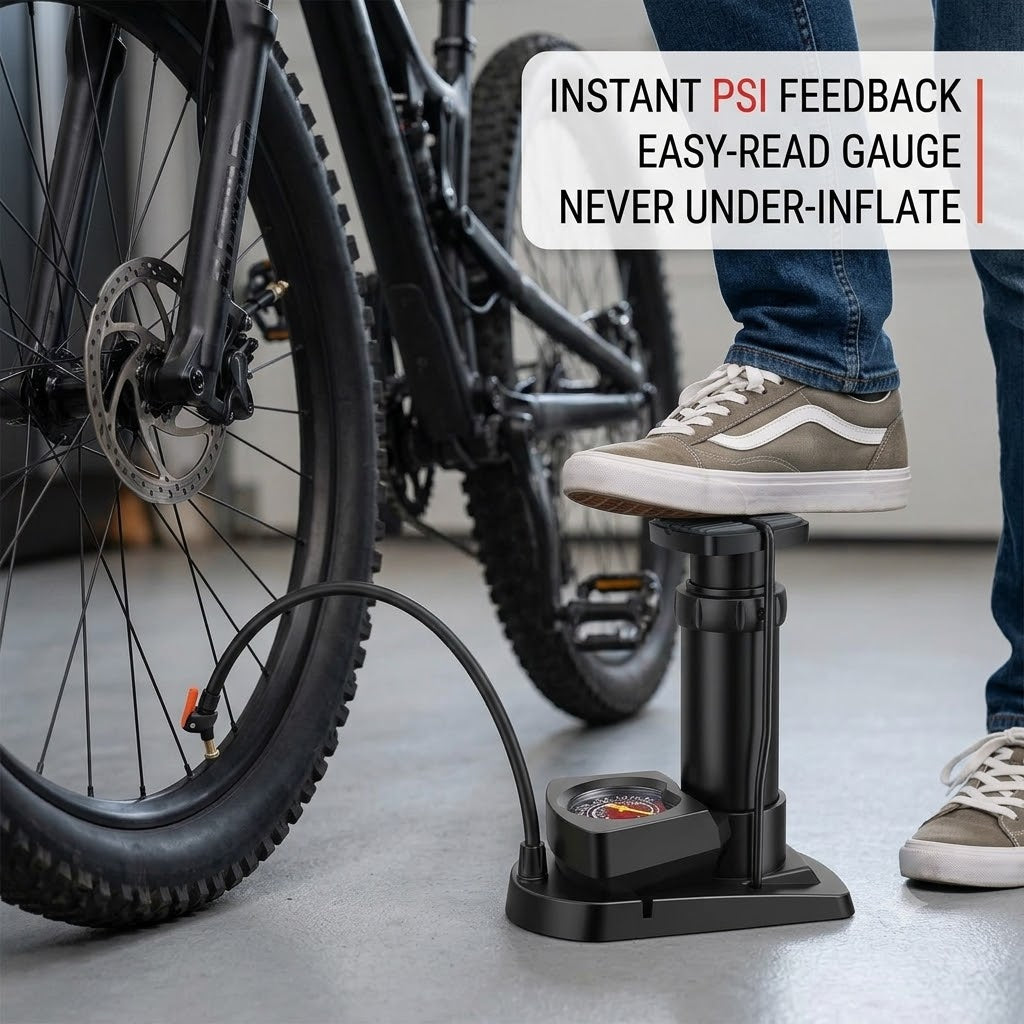 Portable Mini Compact Foot-Activated Air Pump for Bicycles, Balls