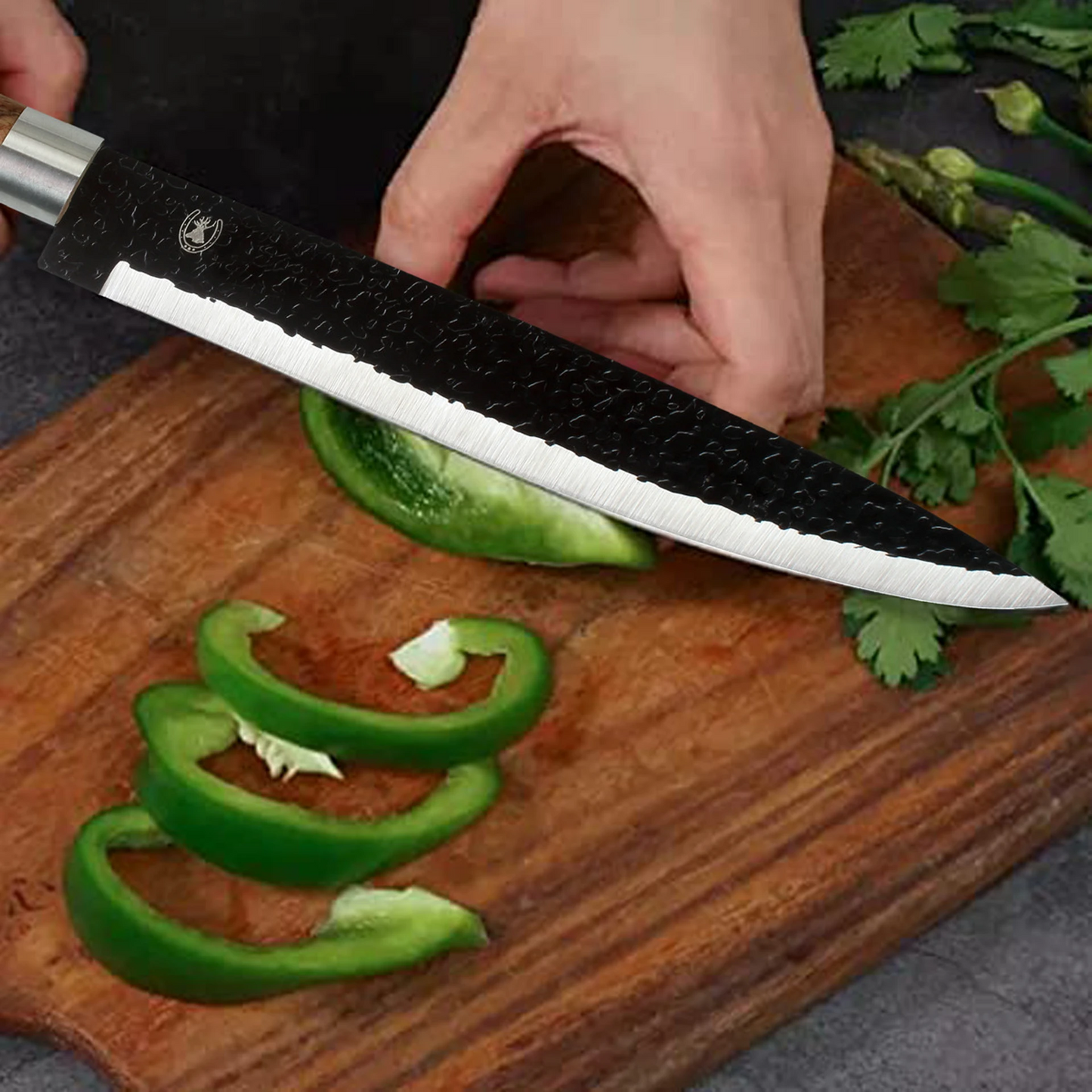 6-Piece Non-Stick Stainless Steel Kitchen Knife Set with Wooden Holder