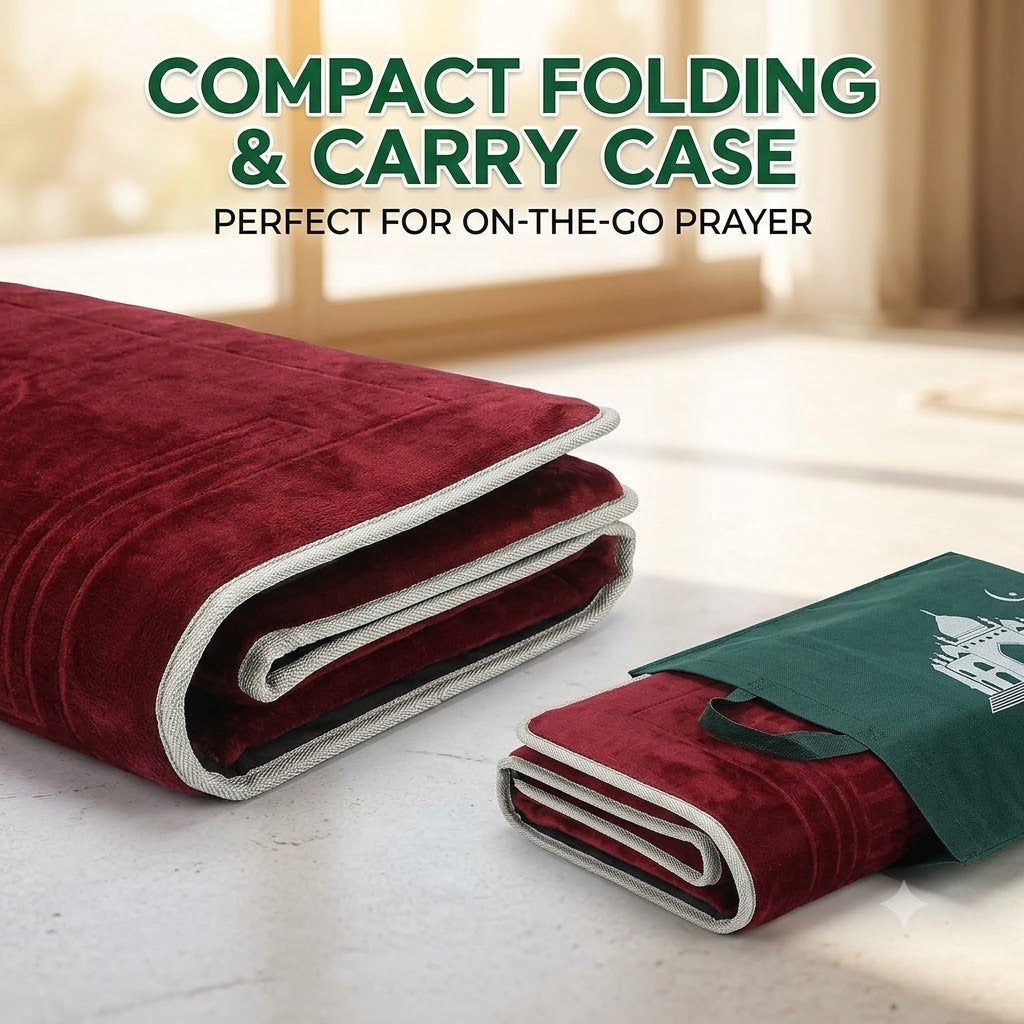 Foldable Muslim Prayer Rug Foam Prayer Mat with Comfortable Backrest