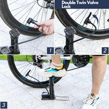 Portable Mini Compact Foot-Activated Air Pump for Bicycles, Balls
