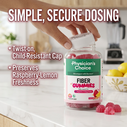 Sugar-Free Fiber Gummies – 5g Fiber Raspberry Lemon Flavor