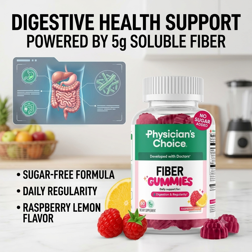 Sugar-Free Fiber Gummies – 5g Fiber Raspberry Lemon Flavor