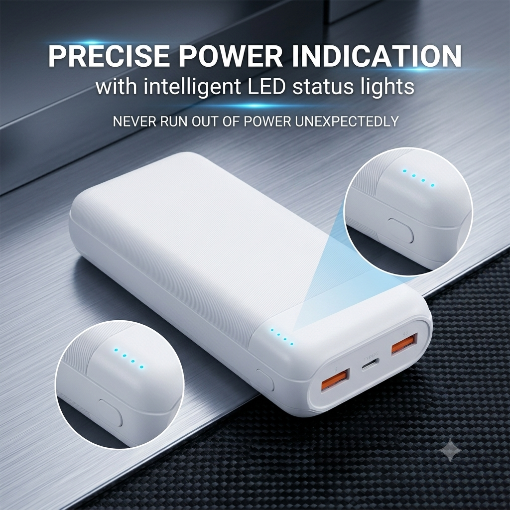 20000mAh PD 22.5W Fast Charging Power Bank – Dual USB Portable Charger with LED Light