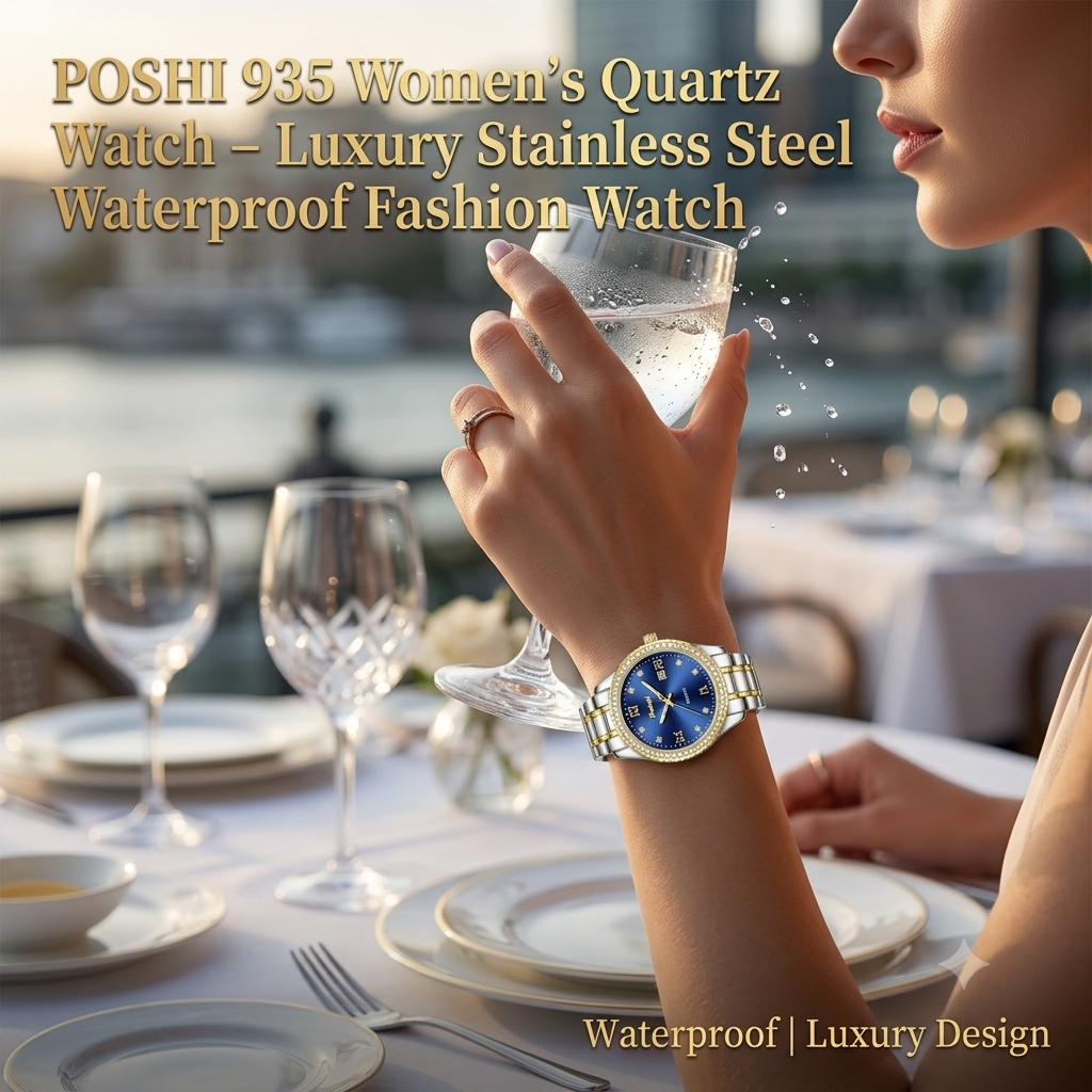 POSHI 935 Women's Quartz Watch – Luxury Stainless Steel Waterproof Fashion Watch