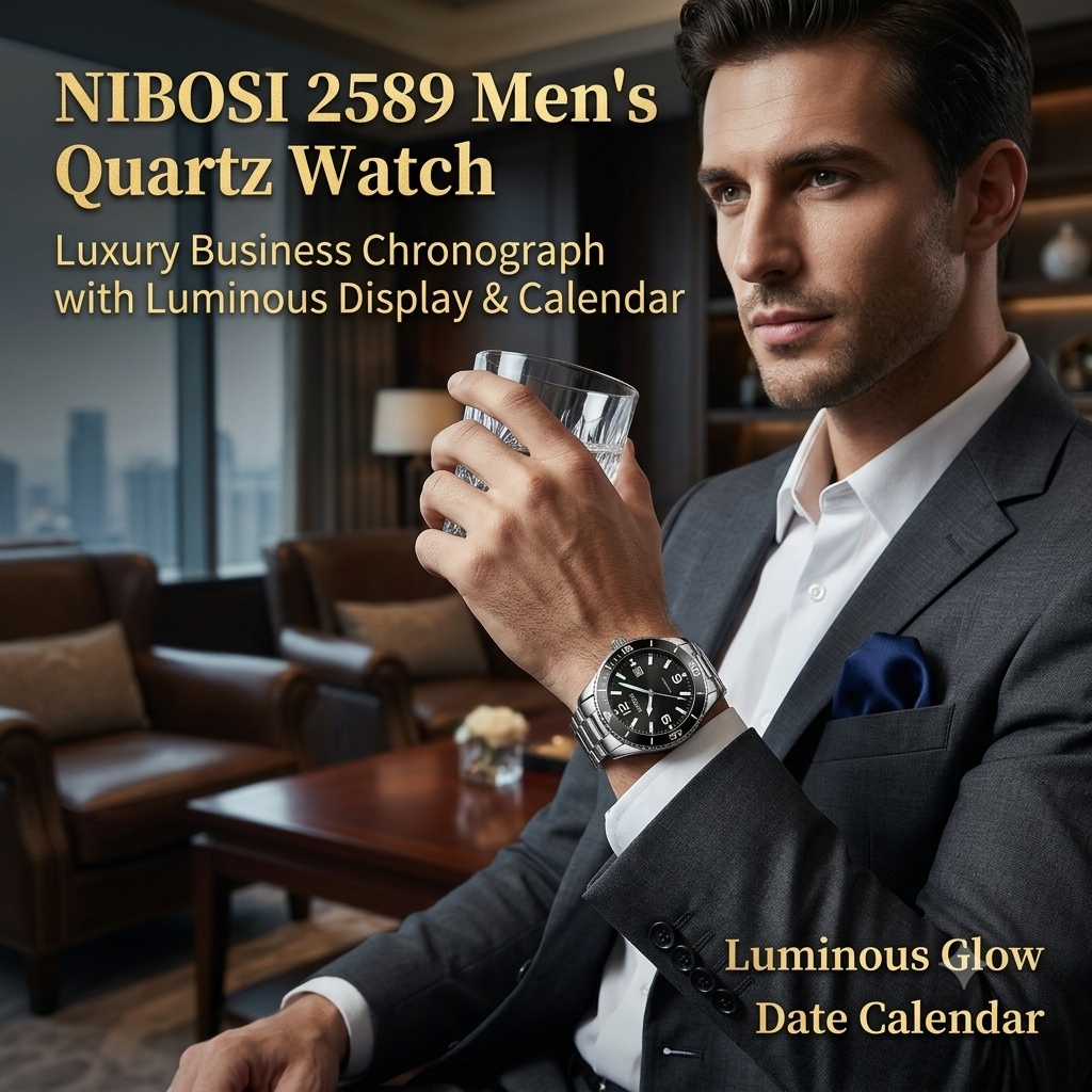 NIBOSI 2589 Men's Quartz Watch – Luxury Business Chronograph with Luminous Display & Calendar