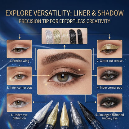 Liquid Glitter Eyeshadow & Eyeliner Kit Diamond-Shine Eye Makeup