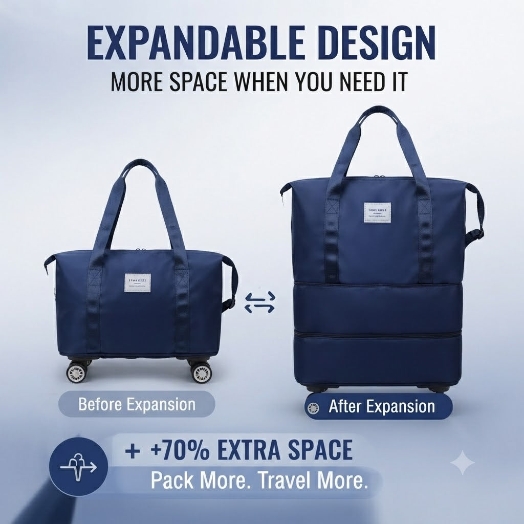 Foldable Expandable Travel Duffle Bag – Waterproof Large Storage Bag with Wheels